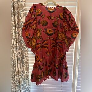 NWT plus extra buttons Farm Rio living bloom blush mini dress size large